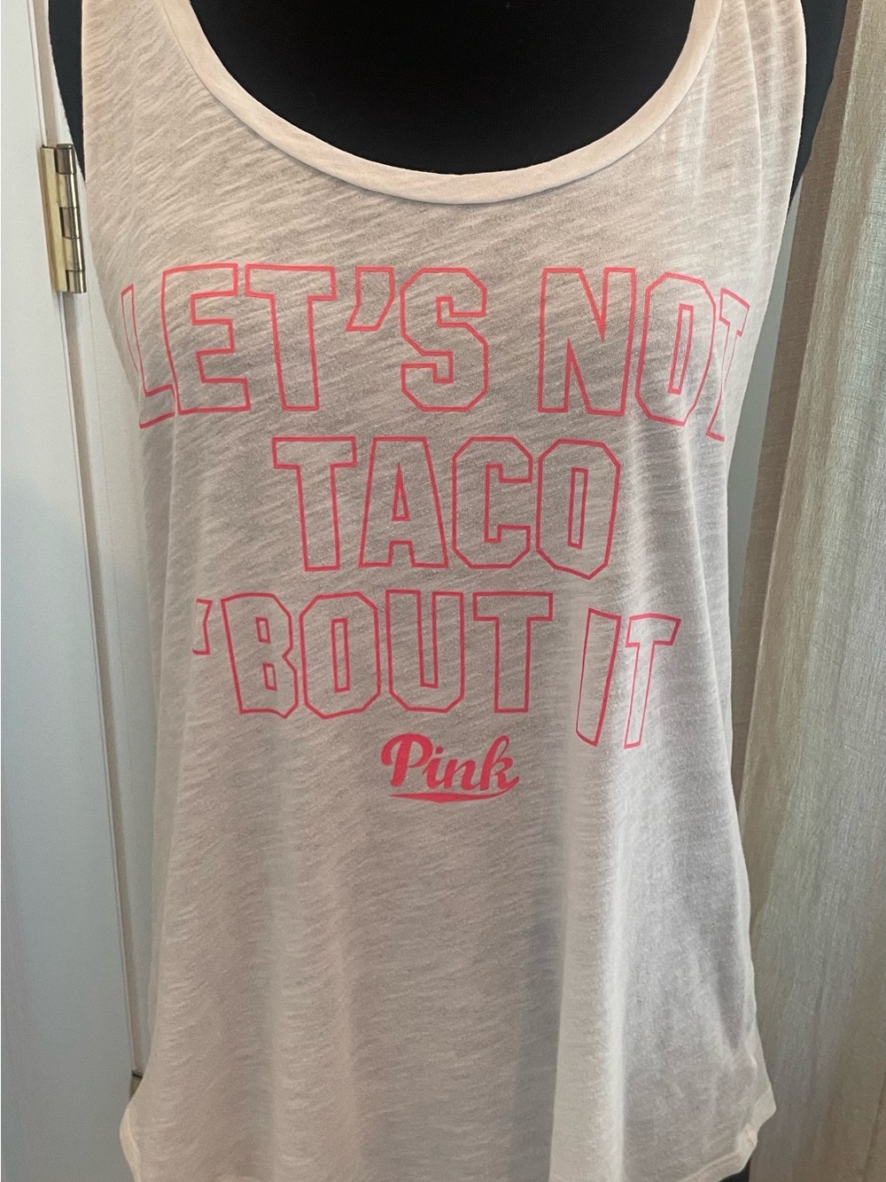 PINK Victoria's Secret White Tank Top with Pink Logo